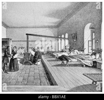 A ward at the Scutari hospital where Florence Nightingale worked during the Crimean War. Stock Photo