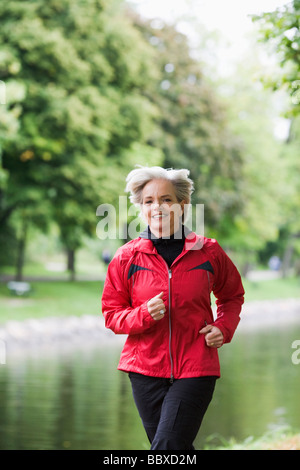 A female jogger Stockholm Sweden. Stock Photo