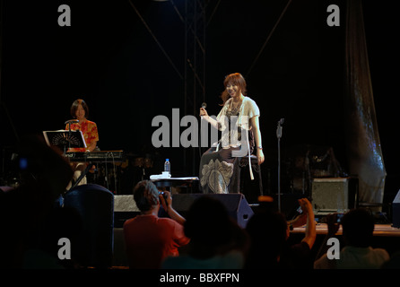 Female singer stage. Noon of the Japanese 'Bossa Nova Group'  performing on stage at the Hua Hin jazz festival 2009 Thailand S.E. Asia Stock Photo