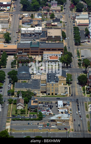 aerial view above First United Methodist Church Tuscaloosa Alabama Stock Photo