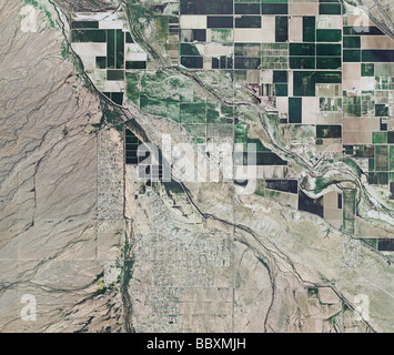 aerial view above farming agricultural grid in Pima county Arizona Stock Photo