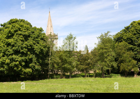 St Andrew and Bartholomew church beside the River Severn at Ashleworth, Gloucestershire Stock Photo