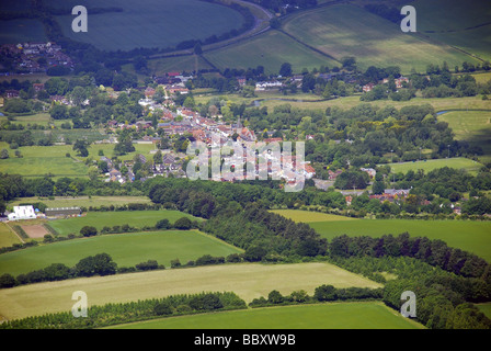 aerial view of stockbridge hampshire from the south showing the high street. Stock Photo