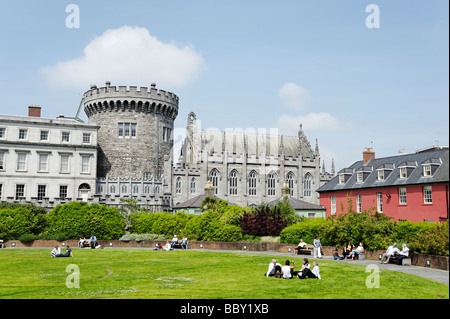 Overlooking Dublinn Garden to Record Tower at Dublin Castle Dublin Republic of Ireland Stock Photo