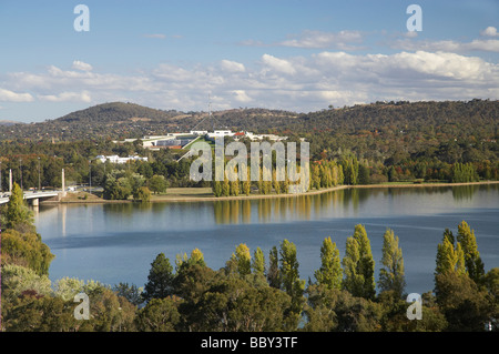 Parliament House Capital Hill and Autumn Colour Lake Burley Griffin Canberra ACT Australia Stock Photo