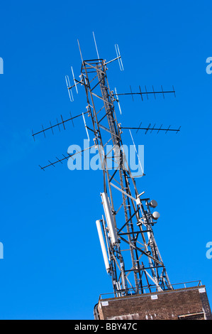 02 Mobile phone mast, Fire Station, Leamington Spa, Warwickshire, UK. Stock Photo