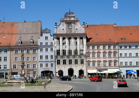 Main square with old town hall, Landsberg am Lech, Bavaria, Germany, Europe Stock Photo