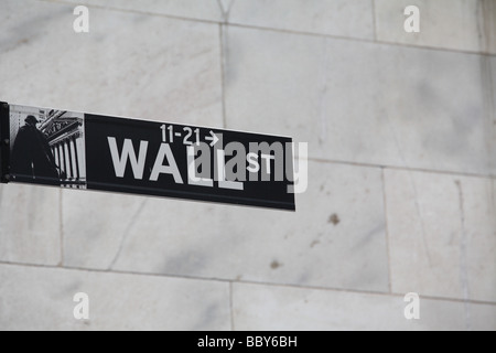 Wall Street Sight against north wall of Stock Exchange building Stock Photo