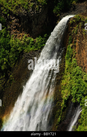 Manawaiopuna falls waterfall otherwise known as Jurassic Falls on the island of Kauai in Hawaii USA