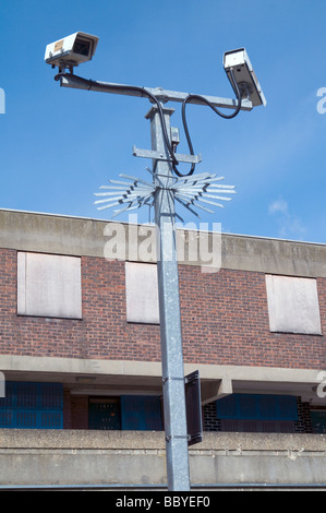 UK CCTV camera in condemned housing estate to be refurbished to be put for sale in Hackney, east London Photo © Julio Etchart Stock Photo