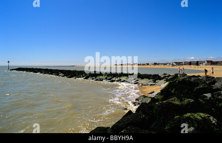 Jaywick beach protected by artificial reefs on the Essex coast Stock Photo