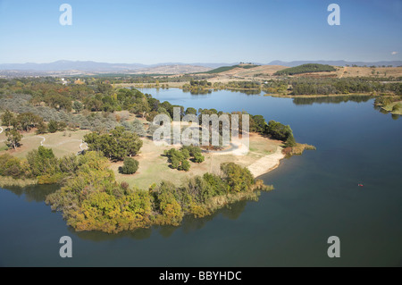Weston Park Yarralumla and Lake Burley Griffin Canberra ACT Australia aerial Stock Photo