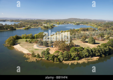 Weston Park Yarralumla and Lake Burley Griffin Canberra ACT Australia aerial Stock Photo