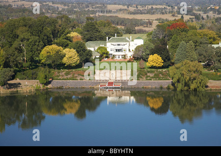 Government House in Autumn Yarralumla and Lake Burley Griffin Canberra ACT Australia aerial Stock Photo