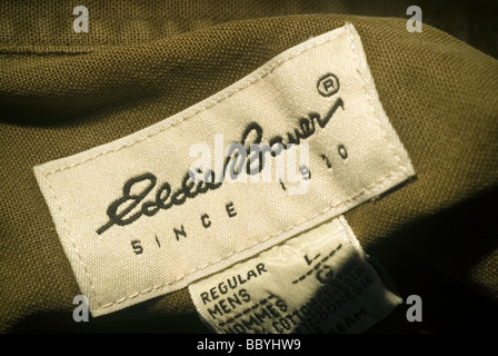 A label on an Eddie Bauer shirt is seen in New York Stock Photo