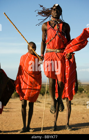 Maasai Warriors Jumping - Maji Moto Maasai Village - near Narok, Kenya