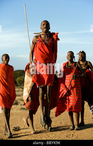 Maasai Warriors Jumping - Maji Moto Maasai Village - near Narok, Kenya