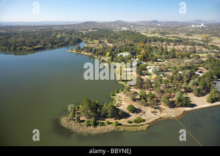 The Grounds of Government House Yarralumla and Lake Burley Griffin Canberra ACT Australia aerial Stock Photo