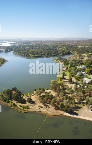 The Grounds of Government House Yarralumla and Lake Burley Griffin Canberra ACT Australia aerial Stock Photo