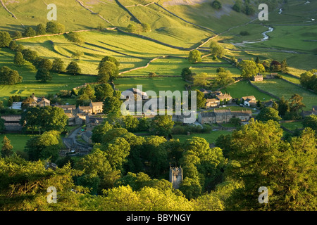 A view of Arncliffe, a village nestled in the valley of Littondale, in the Yorkshire Dales National Park, UK Stock Photo