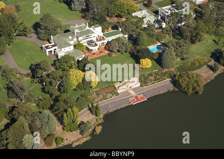 Government House and Gardens Yarralumla and Lake Burley Griffin Canberra ACT Australia aerial Stock Photo