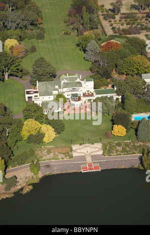 Government House and Gardens Yarralumla and Lake Burley Griffin Canberra ACT Australia aerial Stock Photo