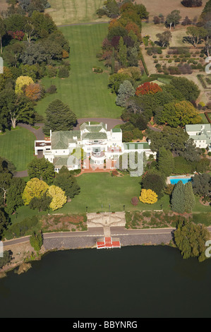 Government House and Gardens Yarralumla and Lake Burley Griffin Canberra ACT Australia aerial Stock Photo