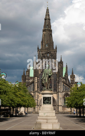 Statue of David Livingstone outside St Mungo's Cathedral in Glasgow. Stock Photo