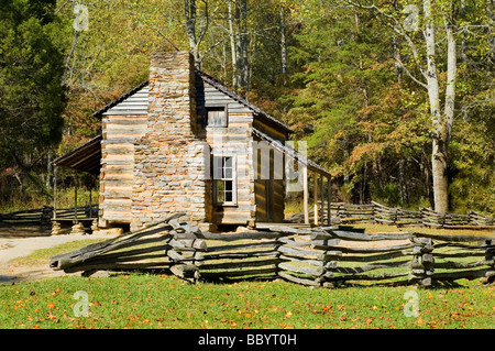 The John Oliver Cabin, Cades Cove, Great Smoky Mountains National Park, Tennessee Stock Photo