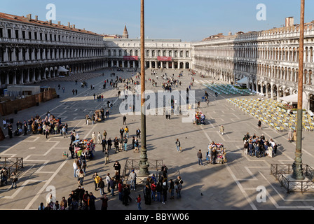 View from the San Marco's basilica to the Piazza San Marco, with the Archaeological Museum, Museo Correr and Ala Napoleonica, V Stock Photo