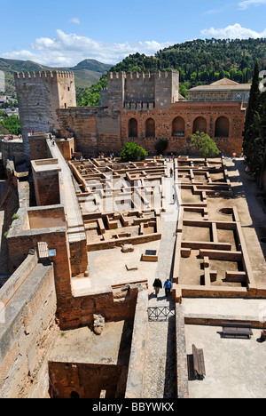 View from the Torre de la Vela to the Alcazaba, Alhambra, Granada, Andalusia, Spain, Europe Stock Photo