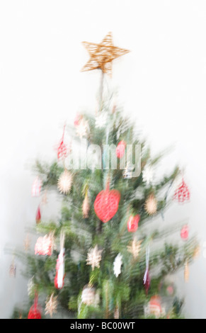 Blurred image of decorated Christmas tree Stock Photo