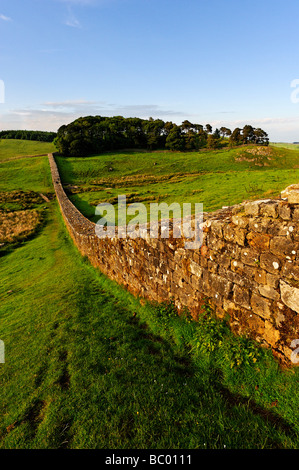 Exterior view of Housesteads Roman Fort and the Knag Burn Gateway beyond  as viewed from the public footpath on Hadrian's Wall Stock Photo
