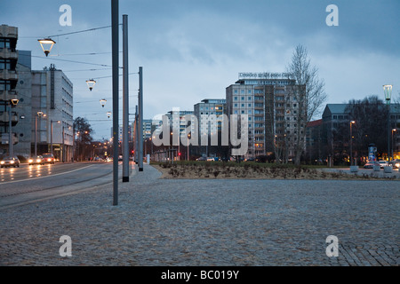 View from Postplatz to the concrete buildings in Schweriner Strasse Stock Photo