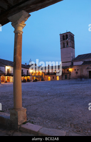 Main Square at night. Pedraza. Segovia province. Castile Leon. Spain. Stock Photo