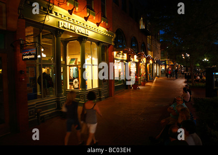 Pearl Street mall at night in downtown Boulder, CO. Stock Photo