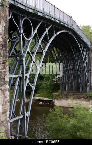 The worlds first bridge constructed of cast iron over the river Severn in Shropshire. Stock Photo