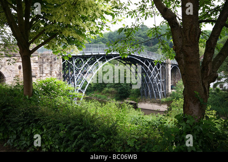 The worlds first bridge constructed of cast iron over the river Severn in Shropshire. Stock Photo