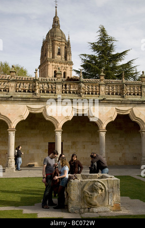 Cathedral from Patio de Escuelas Menores, University of Salamanca, Castile and Leon, Spain Stock Photo