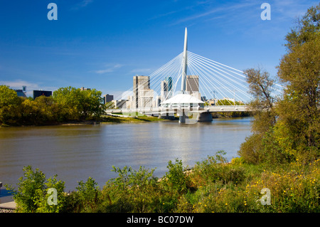 The Provencher bridge over the Red River in Winnipeg Manitoba Canada Stock Photo