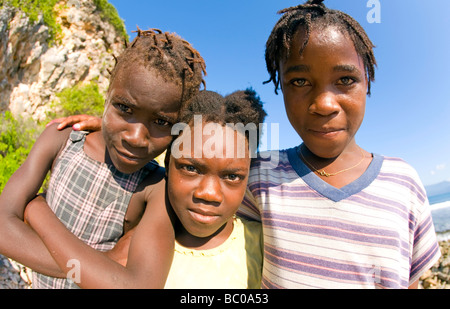 Haiti, Nord, Cap Haitien. Local girls, Ile Enchante. Stock Photo