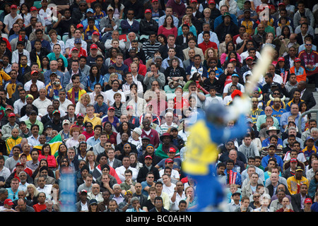 Tillakaratne Dilshan of Sri Lanka hits out watched by the crowd Indies during the ICC World Twenty20 Semi Final. at the oval Stock Photo