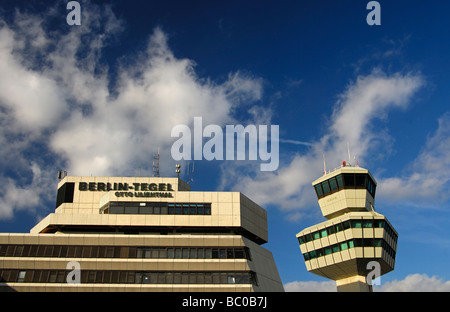 Control tower and main building of the Airport Otto Lilienthal Berlin Tegel Germany Stock Photo