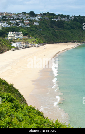 Beautiful Beaches like Carbis Bay in Cornwall are visible from the Coastal Path Stock Photo