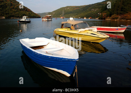 Boats moored in Limski canal Istria Croatia Stock Photo
