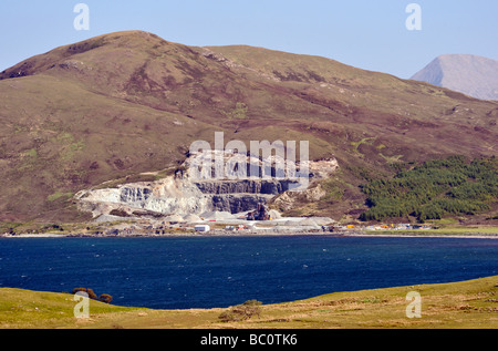 Stone quarry, Loch Sligachan, from The Braes. Isle of Skye, Inner Hebrides, Scotland, United Kingdom, Europe. Stock Photo