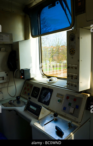 Train driver's cab. London's Gospel Oak to barking Overground line. Stock Photo