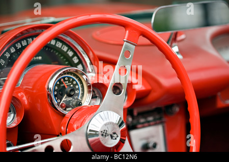 interior of 1957 chevrolet corvette vintage car Stock Photo