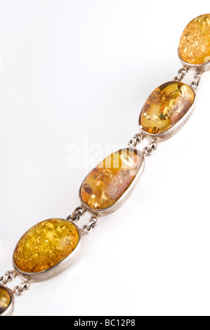 Amber bracelet on white background Stock Photo
