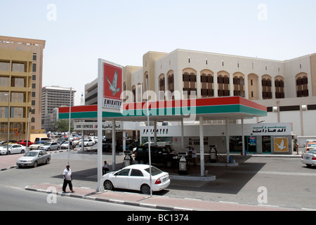 Dubai's wealth was founded in oil; a mid-town petrol station serves today's traffic Stock Photo